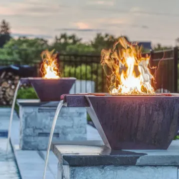 Black Decorative Corten Steel Gas Waterfall Fire Pit