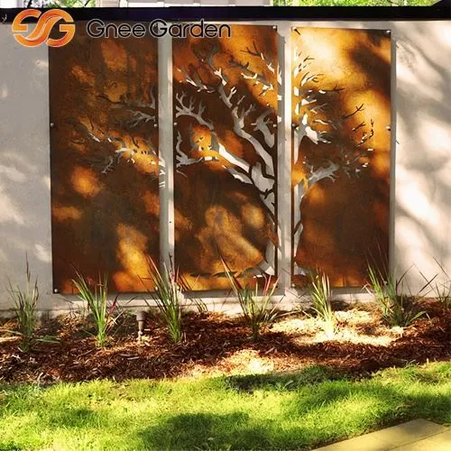 Corten Laser Cutting Tree Pattern Garden Screen