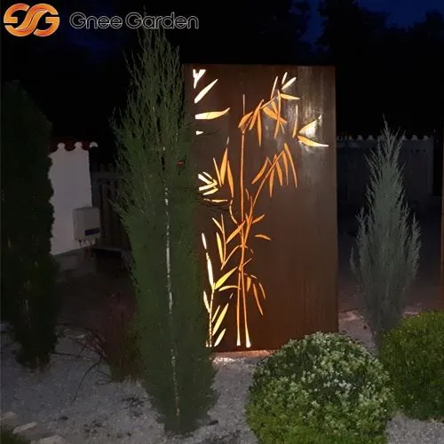 Corten Screen Panels Bamboo Laser-Cut Decorative
