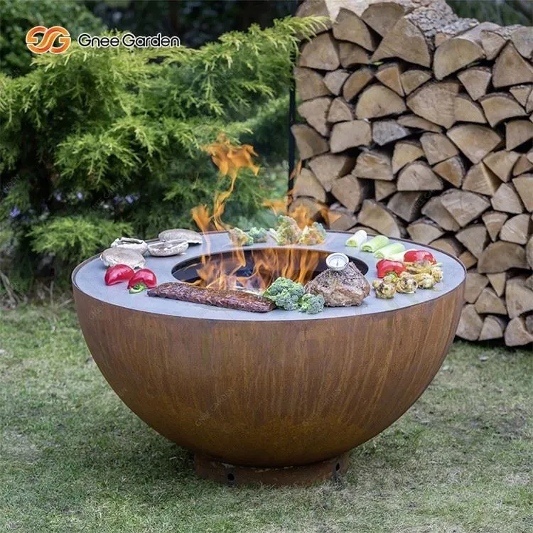 Corten Steel Bowl-Shaped Plancha Grill