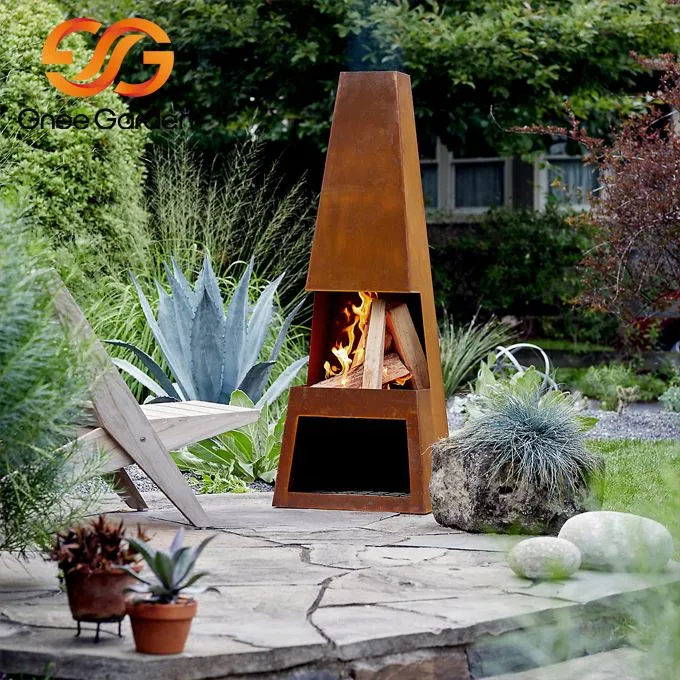 Corten Steel Outdoor Garden Fireplaces