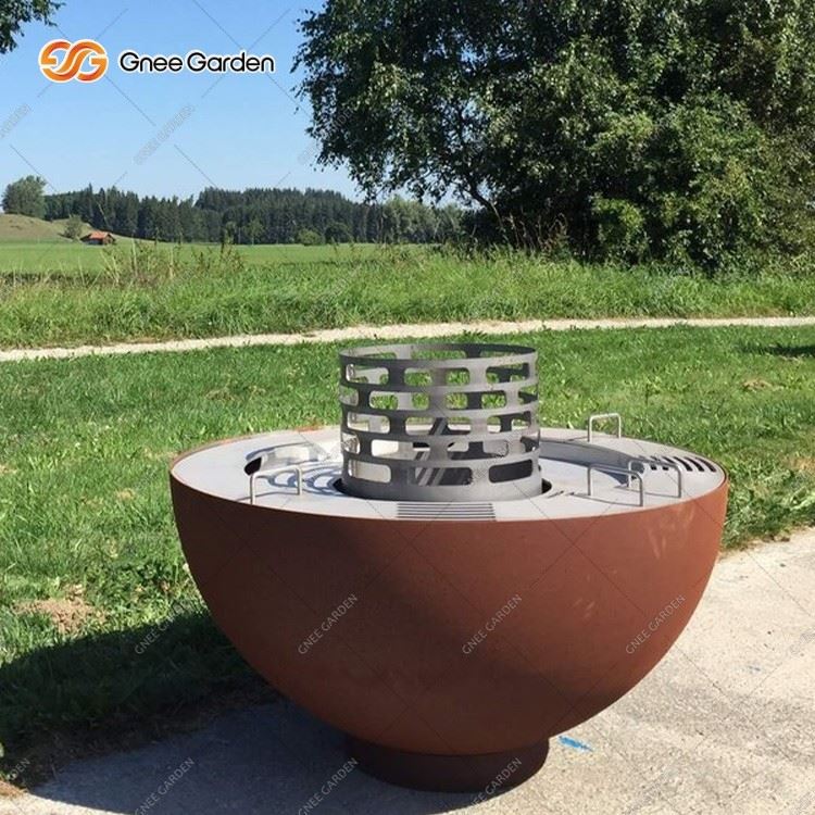 Corten Steel Round Grill BBQ