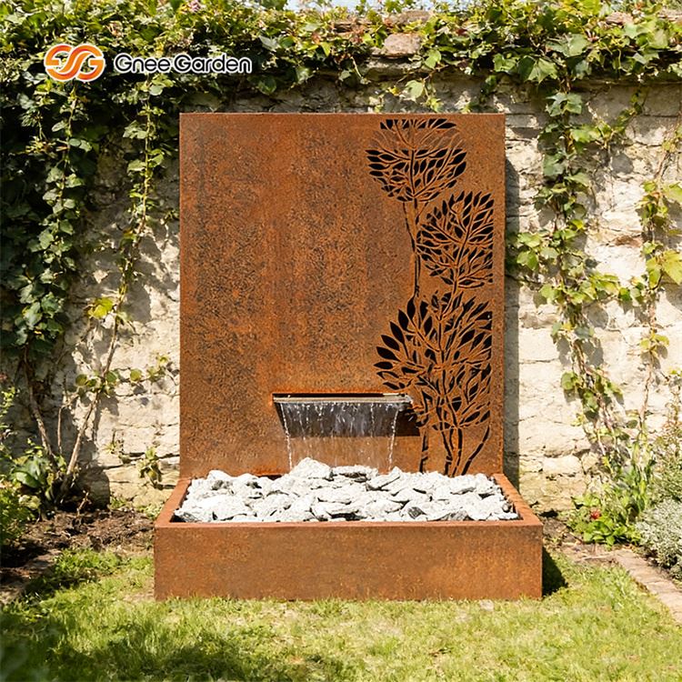 Corten Steel Wall Water Fountain Outdoor