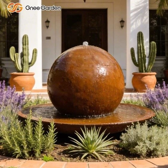 Corten steel bowl fountain