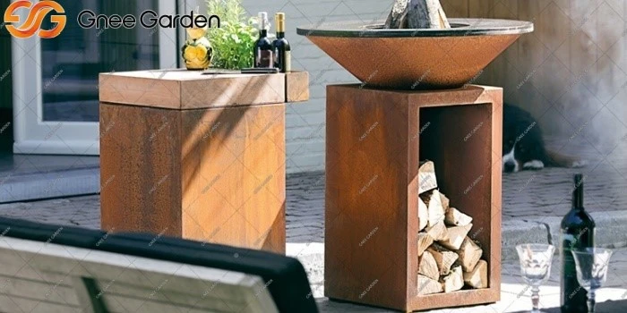 Corten Steel outdoor fire pit bbq