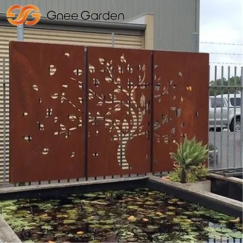 Laser-Cut Corten Tree Pattern Decorative Garden Wall Screen