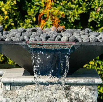 Pool Fire Bowl Waterfall Swimming Pool Fire Pit Waterfall