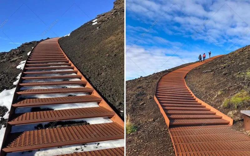 Pre-weathered Corten Steel Garden Stairs Pre-weathered Corten Steel Garden Stairs
