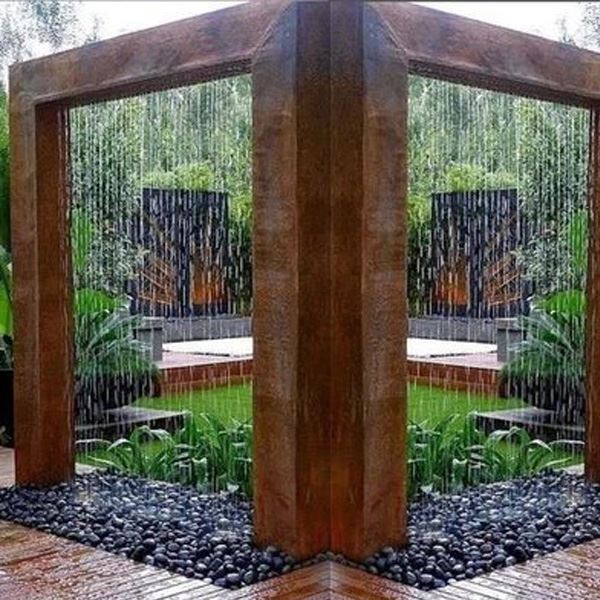 Corten Rain Curtain Fountain Rectangular Water Curtain Gate Custom