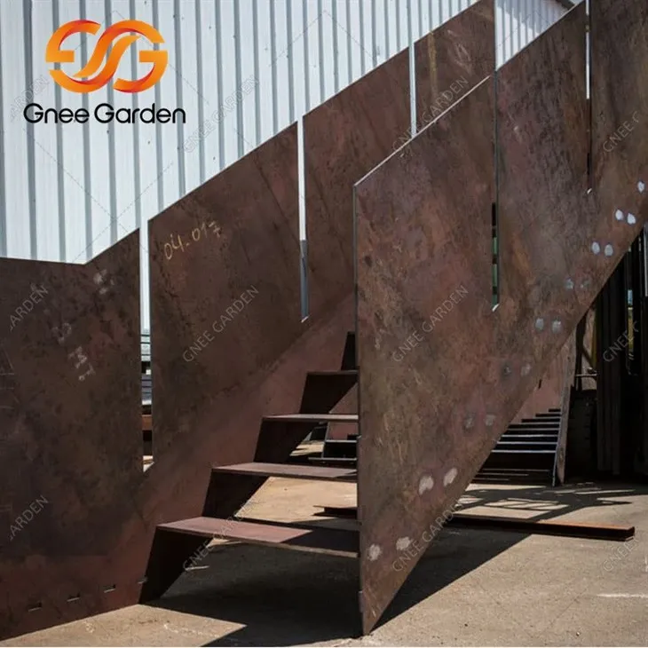 Corten steel staircase and wall cladding