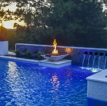 Pool Waterfall Fountain Fire Pit